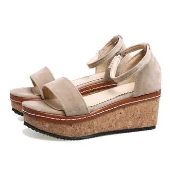 

B2-7 Size 34-39 Women Leather Flat Platform Sandals Girls Daily School Shoes For Free Shipping Female Summer Wedges Shoe Women