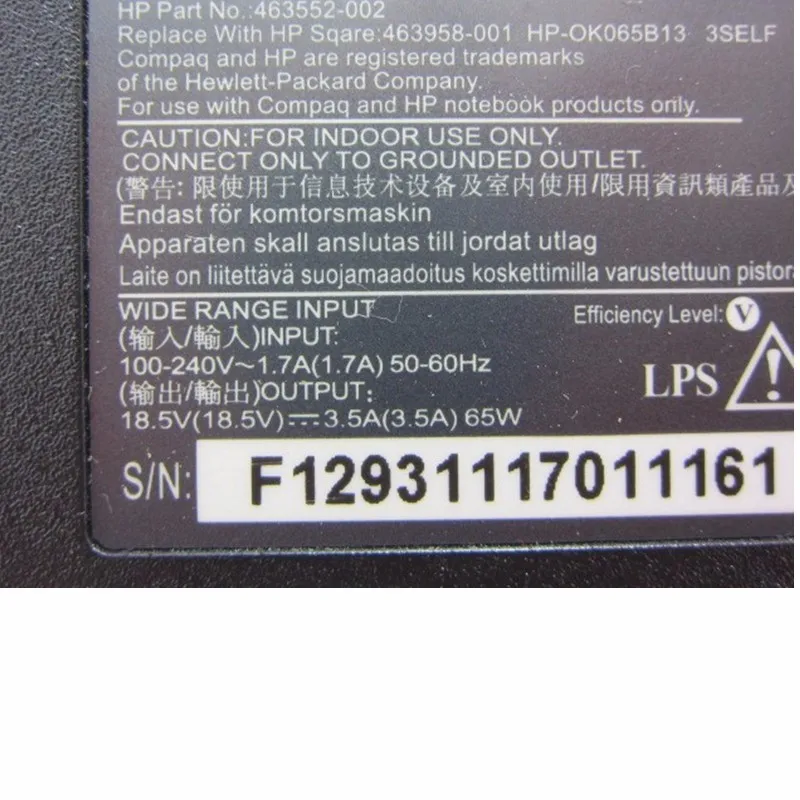 Hsw 18.5 В 3.5a 65 Вт AC Ноутбук Питание адаптер Зарядное устройство для HP 250,255 G1; для HP ProBook 430,440,450,455,645,655 G1 CQ62 G62