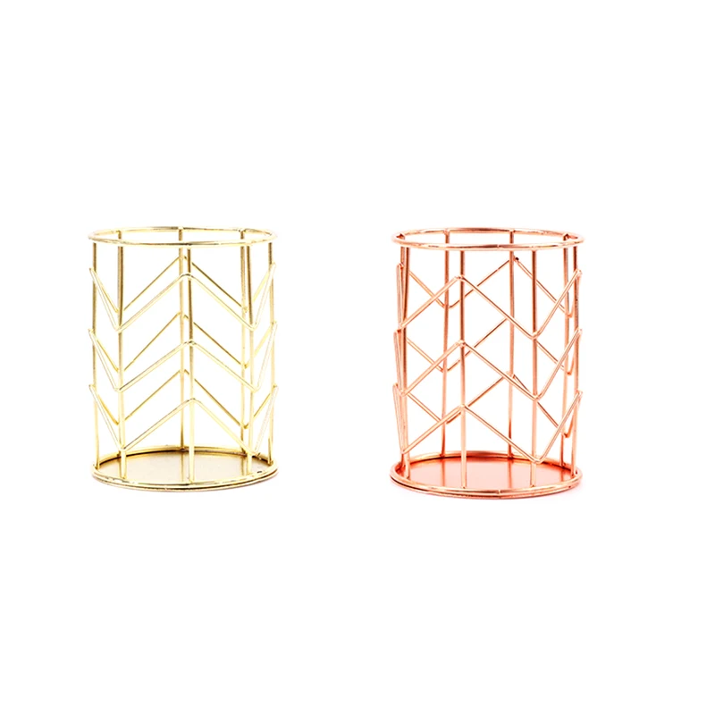 

Iron Round Pen Holder Office Storage Basket Desktop Organizer Makeup Brush Case Multi-function Stationery Storage Baskets