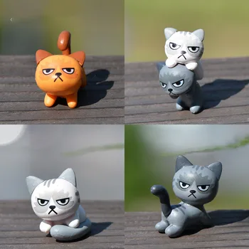 

6 Pcs/set Angry Cat Garden Figurines Miniature Resin Crafts Ornament Gnomes Moss Terrariums Artificial Home Cake Decorative