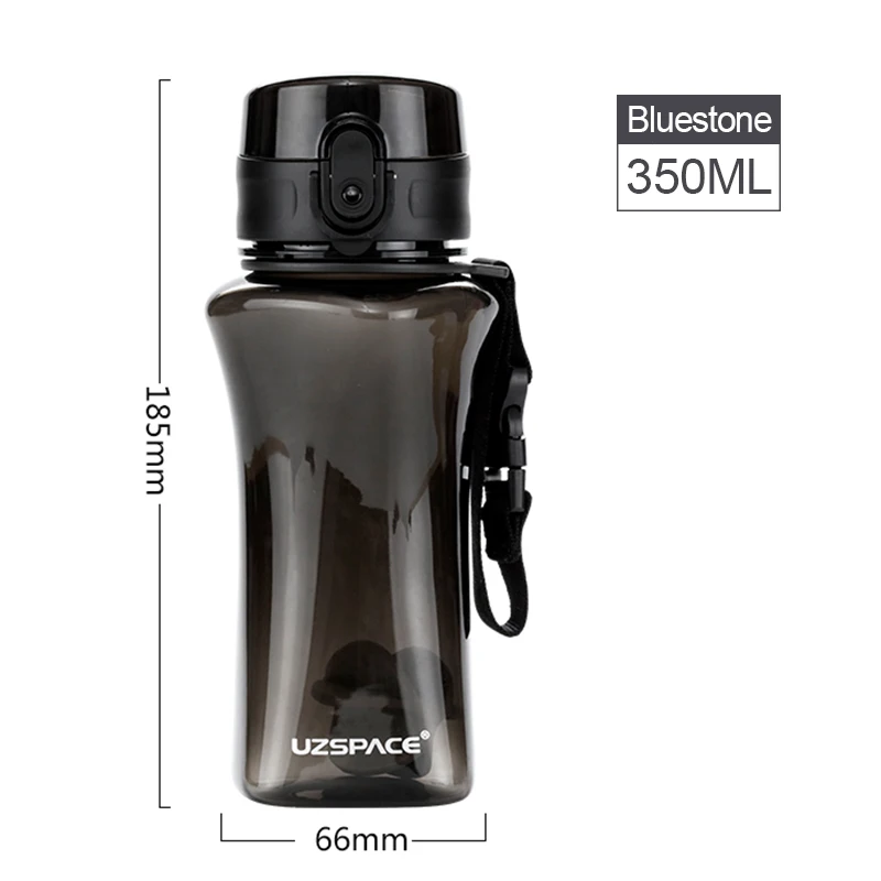 UZSPACE, новинка 350& 500 мл, Спортивная бутылка для воды, креативная, портативная, Спортивная, для кемпинга, чая, сока, Тритан, пластиковая посуда для напитков, моя бутылка для воды - Цвет: 350ml  Black