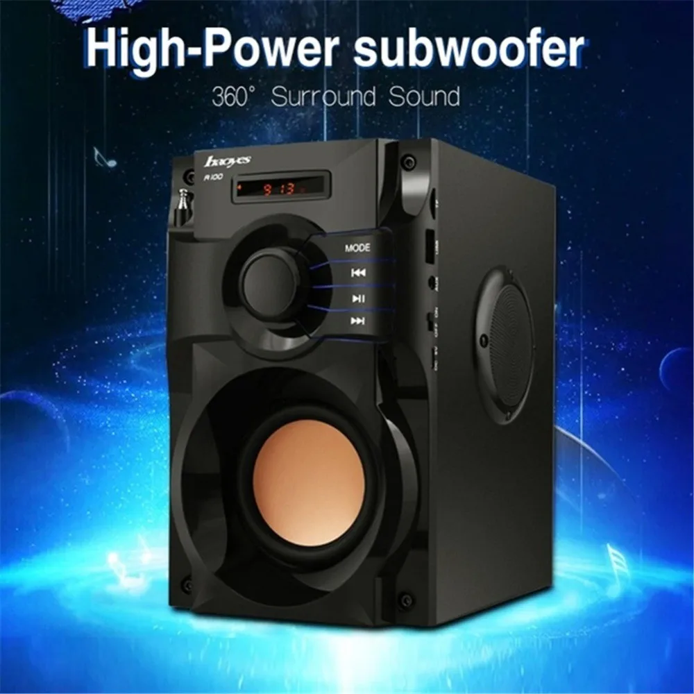 A100 Wireless Bluetooth Portable Music Speaker Player Subwoofer Stereo Surround FM TF AUX USB Remote Control