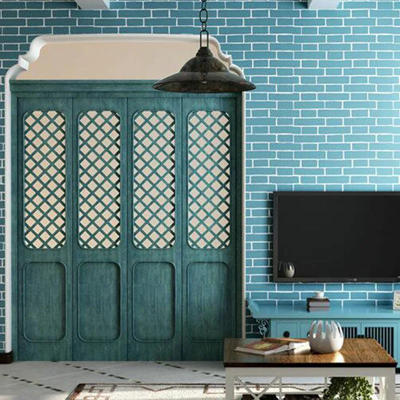 

Q QIHANG 3D Mediterranean Embossed Non-woven Wallpaper Living room Bedroom Study Commercial Wallpaper 0.53m*10m=5.3m2