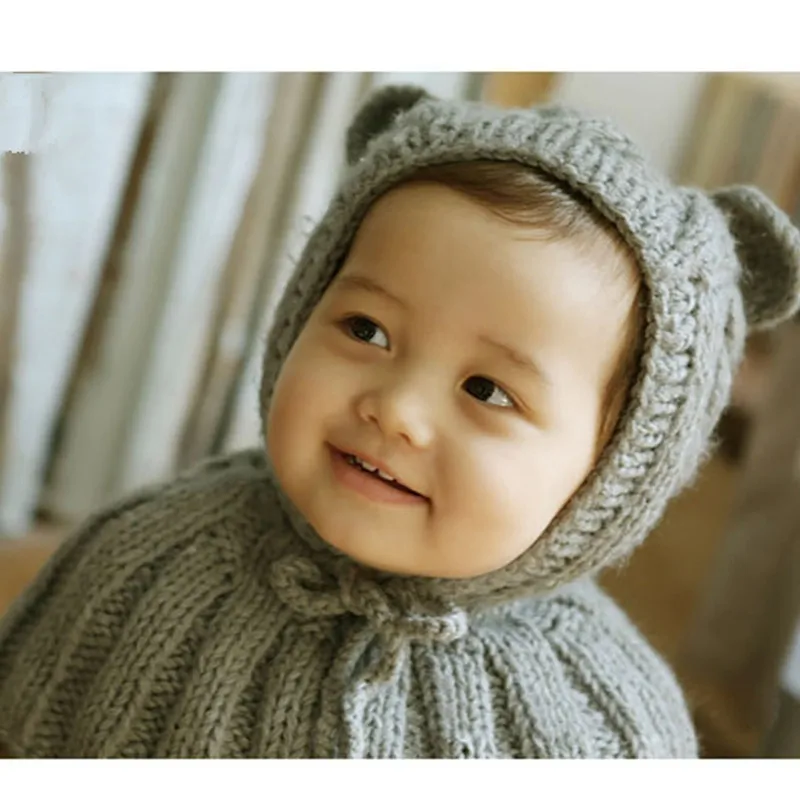 BomHCS детская шаль шапка теплая вязаная шапка ручной работы аксессуары для новорожденных