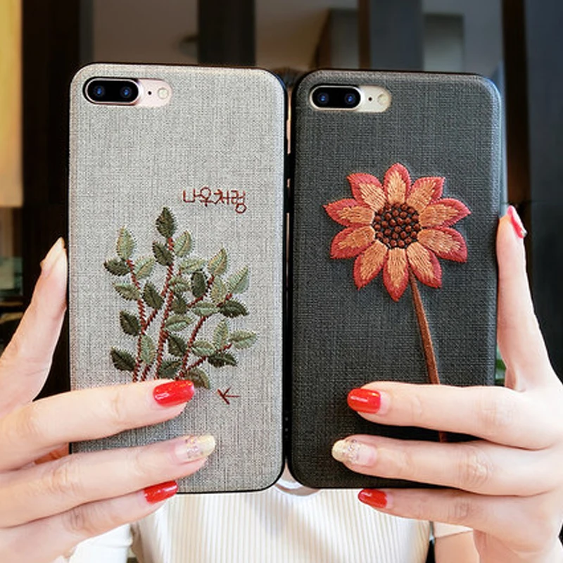 Xinwen i tpu вышивка 3d etui funda capinha coque чехол для iPhone 7 plus силиконовый телефон apple iphone7 pc|case