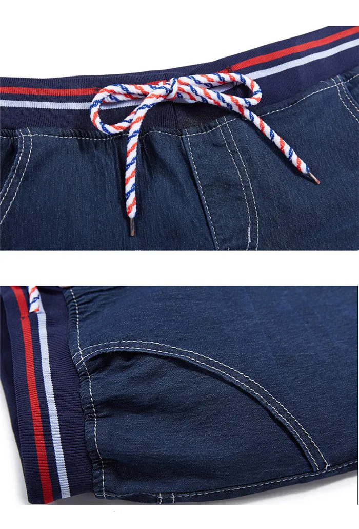 Летние новые мужские джинсовые шорты прямой эластичный пояс повседневные короткие джинсы мужские большие размеры 40, 42, 44, 46, 48