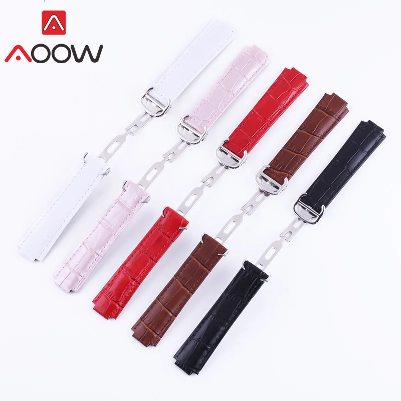 AOOW Leather Watchband for Cartier Ballon Bleu Deployment Buckle Men Women Replacement Band Strap Watch Accessories 14 18 20mm AOOW Leather Watchband for Cartier Ballon Bleu Deployment Buckle Men Women Replacement Band Strap Watch Accessories 14 18 20mm