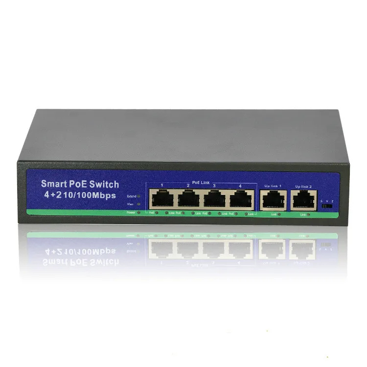Стандартный встроенный 6 портовый коммутатор POE 250 метров ethernet Коммутатор
