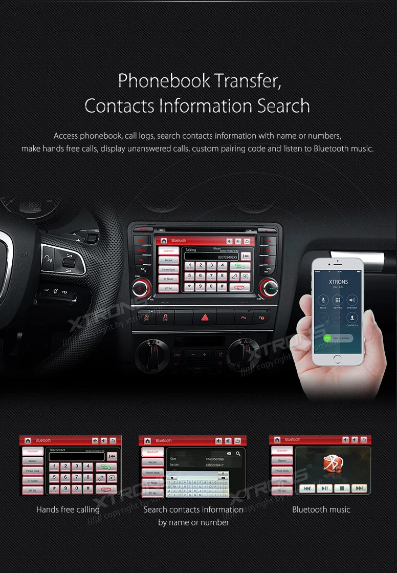 Best XTRONS 7 inch 2 DIN Car DVD Player GPS Navigation Radio Canbus USB SD for Audi A3 8P/A3 8P1 3-door Hatchback/S3 8P/RS3 Sportback 8