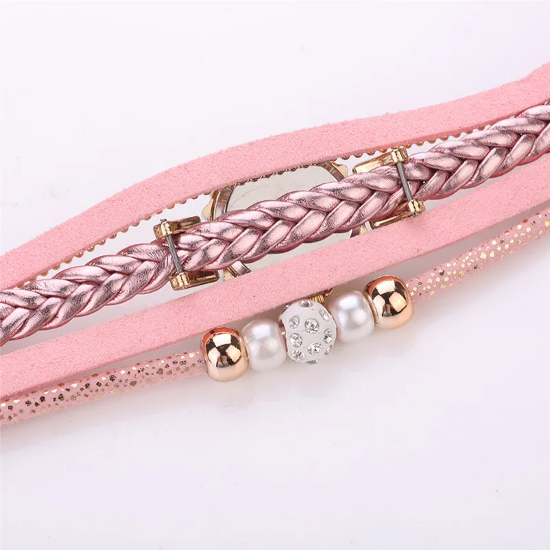 Women Watches Fashion casual Vintage Weave Wrap leather band Quartz Wrist Watch Bracelet For Ladies clock Montre femme J18 (5)