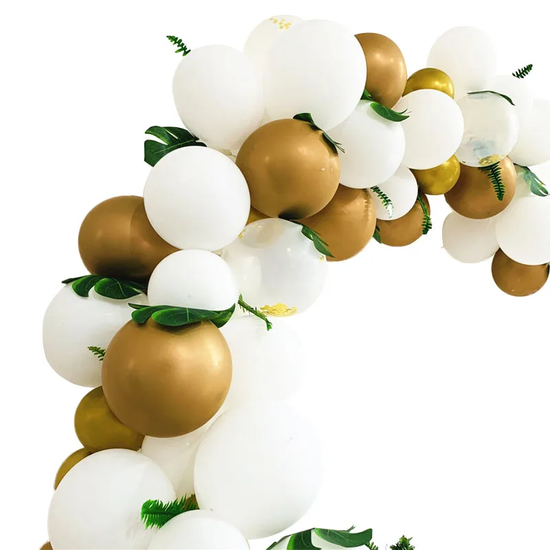 

123pcs/set DIY 5M Latex Balloons Chain Arch Model Decor White Metallic Gold Ballon Party Wedding Birthday Baby Shower Decoration