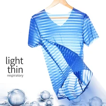 Мужские сексуальные спортивные шорты быстросохнущая ледяной шелк без рукавов майка спортивная v-образный вырез прозрачный свет тренажерный зал одежда