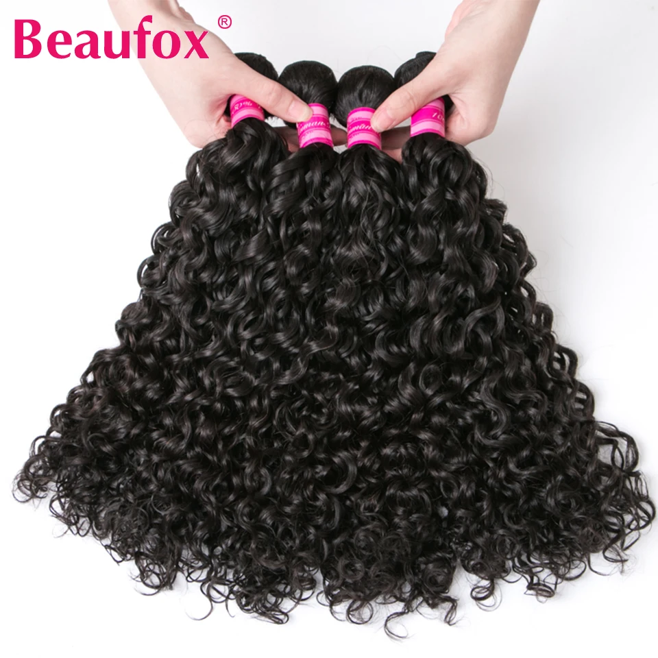 Beaufox Malaysian Water Wave Bundles With Closure Remy Human Hair 3 Bundles With Closure Preplucked With Baby Hair Natural Color (8)