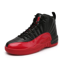 Outdoor Sports Men Red Basketball Shoes Training Sneakers Basket Homme Mid-High Top Athletic Air 12 Non-Slip Shoe tenis basquete