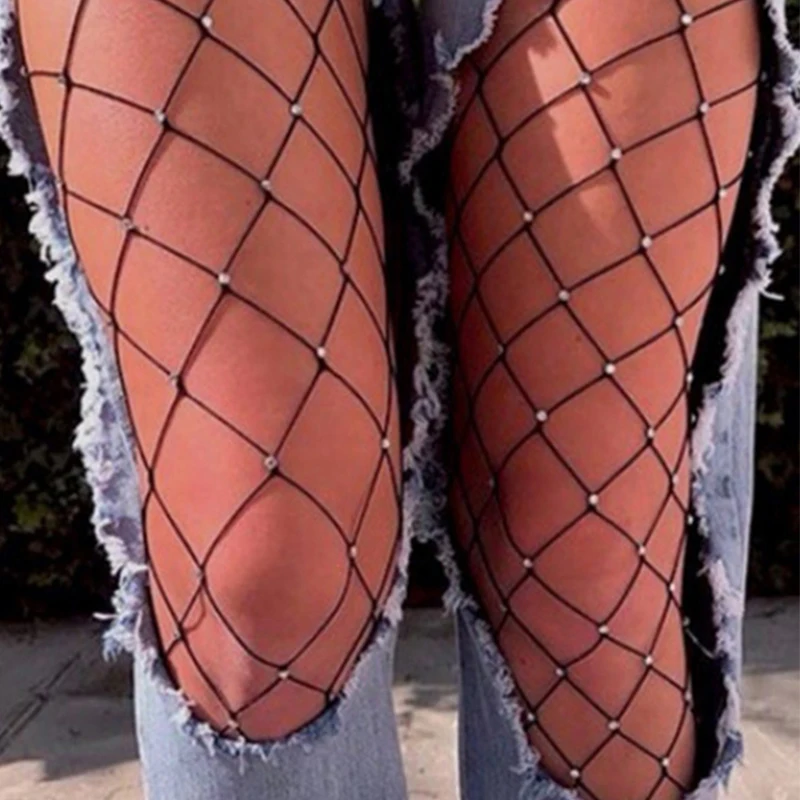 

Nylons Woman Pantyhose Sexy High Waist Fish Nets Women New Arrival Black Red White Sparkle Sexy Tights Pantis Para Mujer HS3240