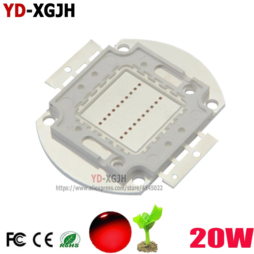 

10PCS/Lot High Power LED Chip 20W Deep Red Red 620nm COB SMD Diode DIY 10W 30W 50W 100W Grow Light For Greenhouse Plant Growing