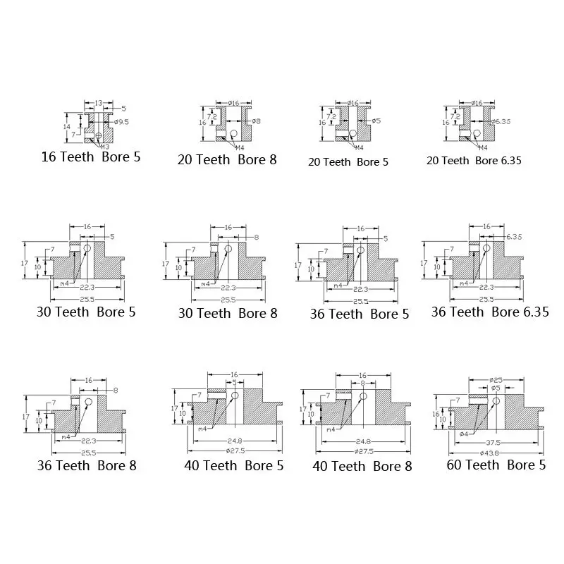 Blower Pulley Chart 8mm