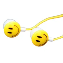 Hot Sale Portable Mini Earphones 3.5mm Jack In Ear Smile Face Cartoon Earphones For PC Phones Sports Running Colorful Earphone*