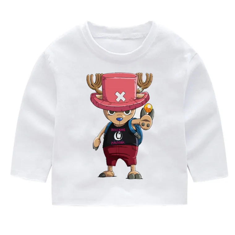 Модные хлопковые футболки с длинными рукавами принтом Tony Chopper детские топы