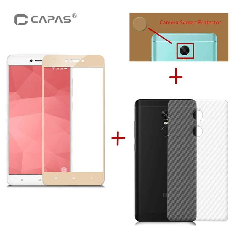 

for Xiaomi Redmi Note 4X 3GB 4GB Note 4 Global Front Tempered Glass Back Camera Screen Protector 3D Carbon Fiber Protective Film