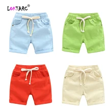 LOKTARC/шорты для мальчиков средняя талия сплошной Повседневный хлопчатобумажные шорты детские штаны на шнурке прямые шорты для маленьких мальчиков Broek