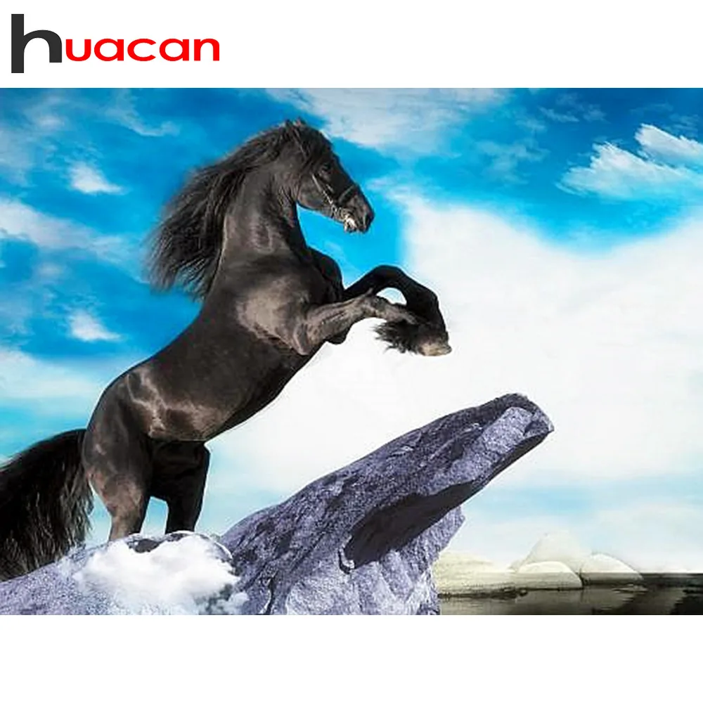 Алмазная вышивка Huacan в виде животного крестиком 5d Бриллиантовая мозаика лошади