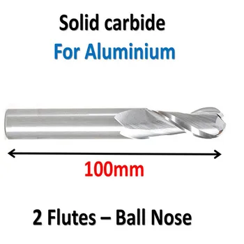 

Solid Carbide, 2 Flutes, Ball Nose, Aluminium, Metric, 45HRC, Overall Length 100mm ALN-JF2R R8*32*D16*100