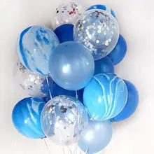 Новые синие мраморные Серебристые конфетти гелиевые шары 20 шт 1 Мальчик День рождения ребенка душ