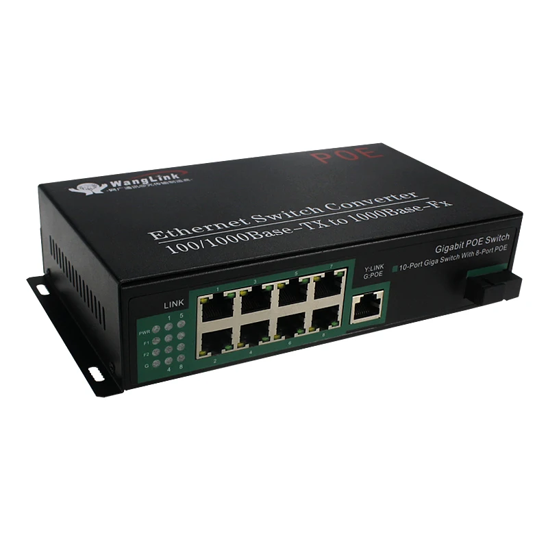 Бесплатная доставка гигабитный 8 портовый коммутатор POE ethernet SC 1000M волоконный