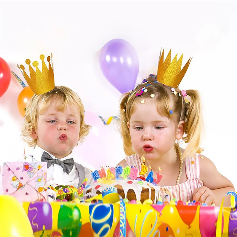 6pcs Lot Birthday Party Hat Glitter Prince Princess Crown Hat King