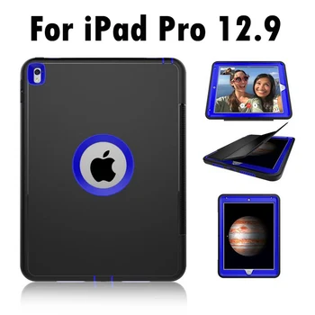 

For Apple 2015 iPad Pro 12.9 Kids Safe Armor Shockproof Full Body Smart Sleep Hard Case Cover W/ Bulit-in Screen Protector
