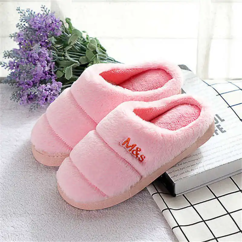 

Autumn/winter slippers women indoor non-slip warm home thick-soled couple rabbit wool slippers Bedroom Couples Floor Shoes