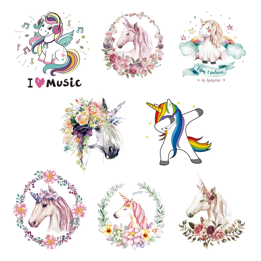 18PcsSet Small Size Unicorn Patch Iron On Clothes Diy Accessory Washable New Design Badges Clothing Deco Heat Transfer Patches