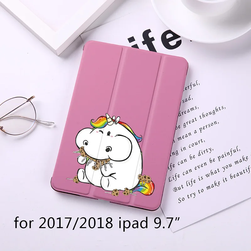 Милый Магнитный флип-чехол с единорогом для Apple iPad 9," Чехол для iPad Air 2 Mini2 из искусственной кожи, складной чехол-книжка с функцией автоматического пробуждения - Цвет: B200073-ipad 2018