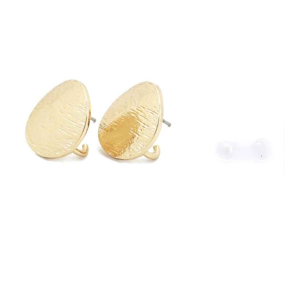 

DoreenBeads Zinc Based Alloy Ear Post Stud Earrings Findings Round Rectangle Oval Shape Matt Gold Wine Red Eye W/ Loop, 10 PCs
