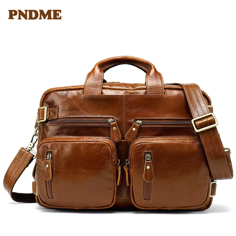

Men's multifunctional large capacity head layer cowhide men's single shoulder cross-body bag business handbag