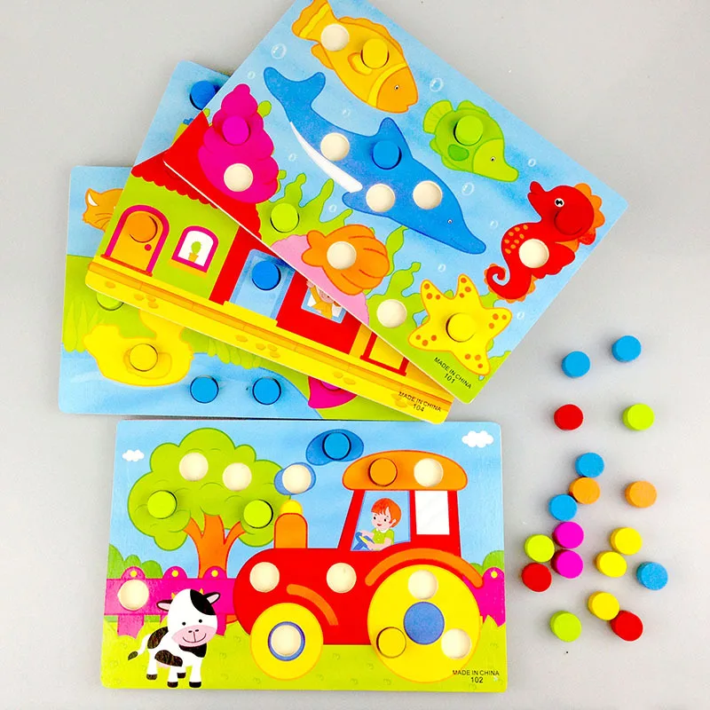 Montessori Toys Educational Wooden Toys for Children Early Learning Kids Colorful Cognition Board Match Game Board 3D Puzzles Montessori Toys Educational Wooden Toys for Children Early Learning Kids Colorful Cognition Board Match Game Board 3D Puzzles