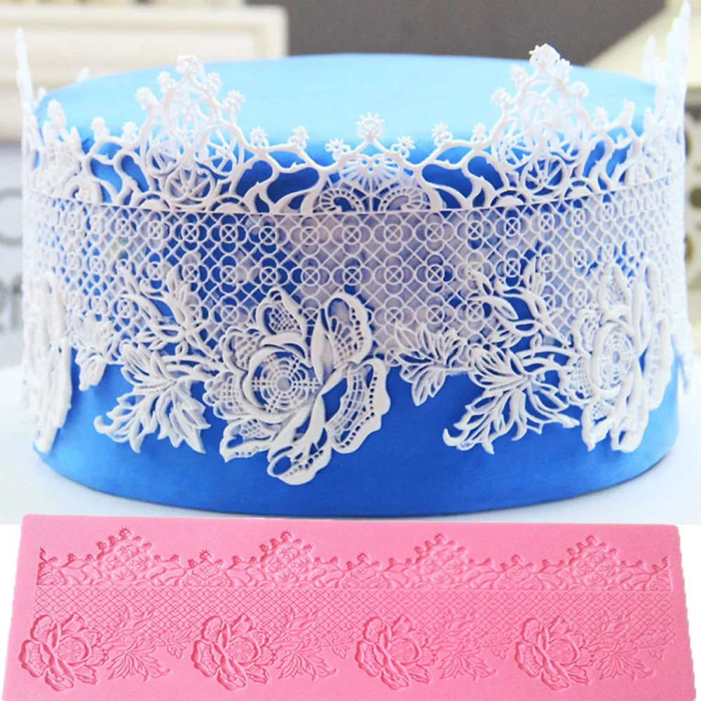 

DIY Rose Flower Lace Mold Silicone Sugar Lace Pad Cake Brim Decoration Mold