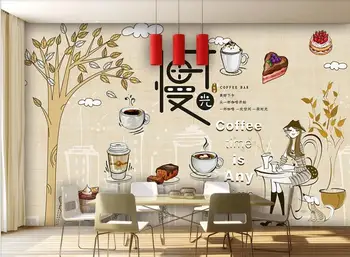 

Factory direct private custom small fresh cafe, living room, TV, sofa background wall