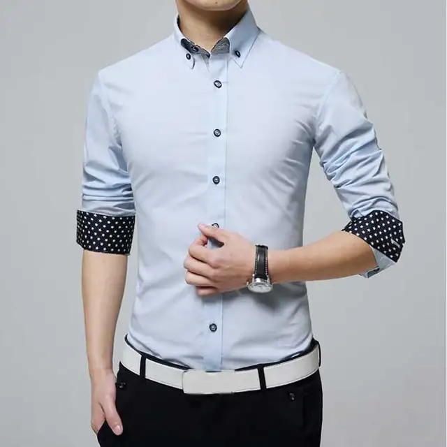 Mens Blouses Shirts New Long Sleeve Dress Shirts Fashion Men's Shirt ...