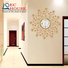 Love makeup watch living room wall creative golden metal dining bedroom decoration mute quartz clock FREE SHIPPING