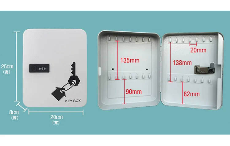 28-bit Key Cabinet Security Management Box Wall-mounted Password Lock Key Storage Box with Key card (For 7.5-12cm length keys) (2)
