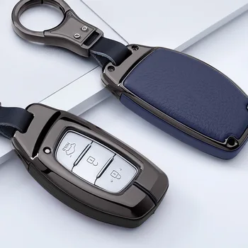 

Leather Alloy Car Key Cover Shell Key Holder For Hyundai Sonata IX35 IX25 Tucson Santafe ELANTRA Key Case Accessories Lady Gift