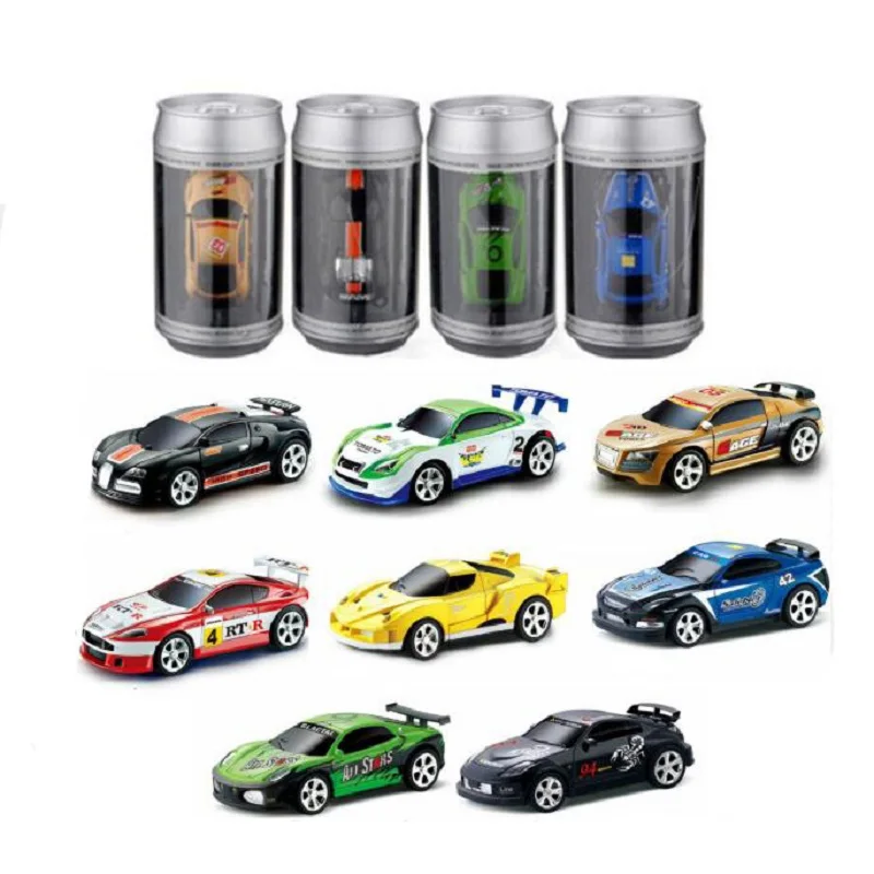 

20KM/H Racing Car With Led Light Toy Coke Can Mini RC Car Toys Radio Remote Control Micro 4 Frequencies Children RC Model Jouet