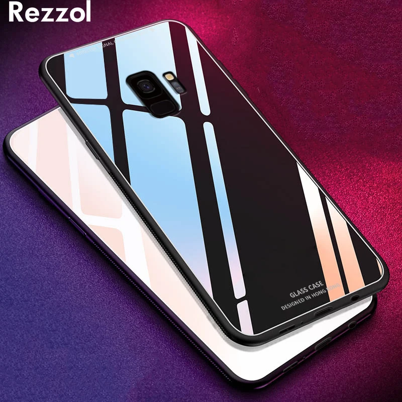 For Samsung Galaxy A7 2018 Case Luxury Slim Glossy Tempered Glass Silicone Bumper Hard Cover A750 A8 Plus |
