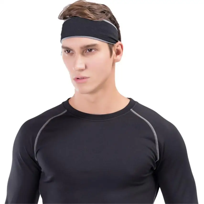 Для мужчин Sweatband абсорбент Велоспорт Йога Спортивная майка на каждый день повязка на голову впитывает пот и полос, спортивные, для безопасности, 0815 - Цвет: Black