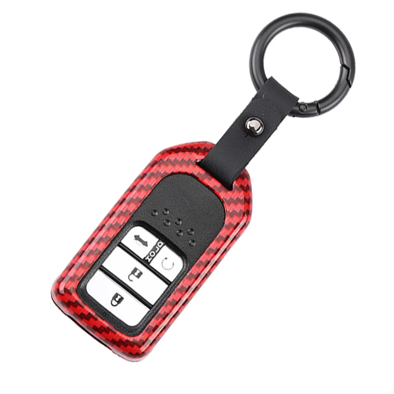 A-carbon red Полный защитный чехол для ключей автомобиля удобный тактильный оцинкованный сплав для Civic HR-V CRV соглашение о Одиссее 2013- ключ оболочки - Название цвета: A-carbon red