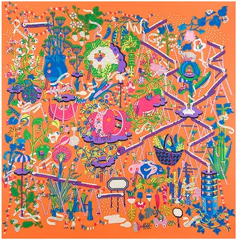 

[POBING]100% Silk Square Scarf Women Luxury Brand NecKerchief Original Design Christmas Garden Bandana Female Foulard Lady Hijab