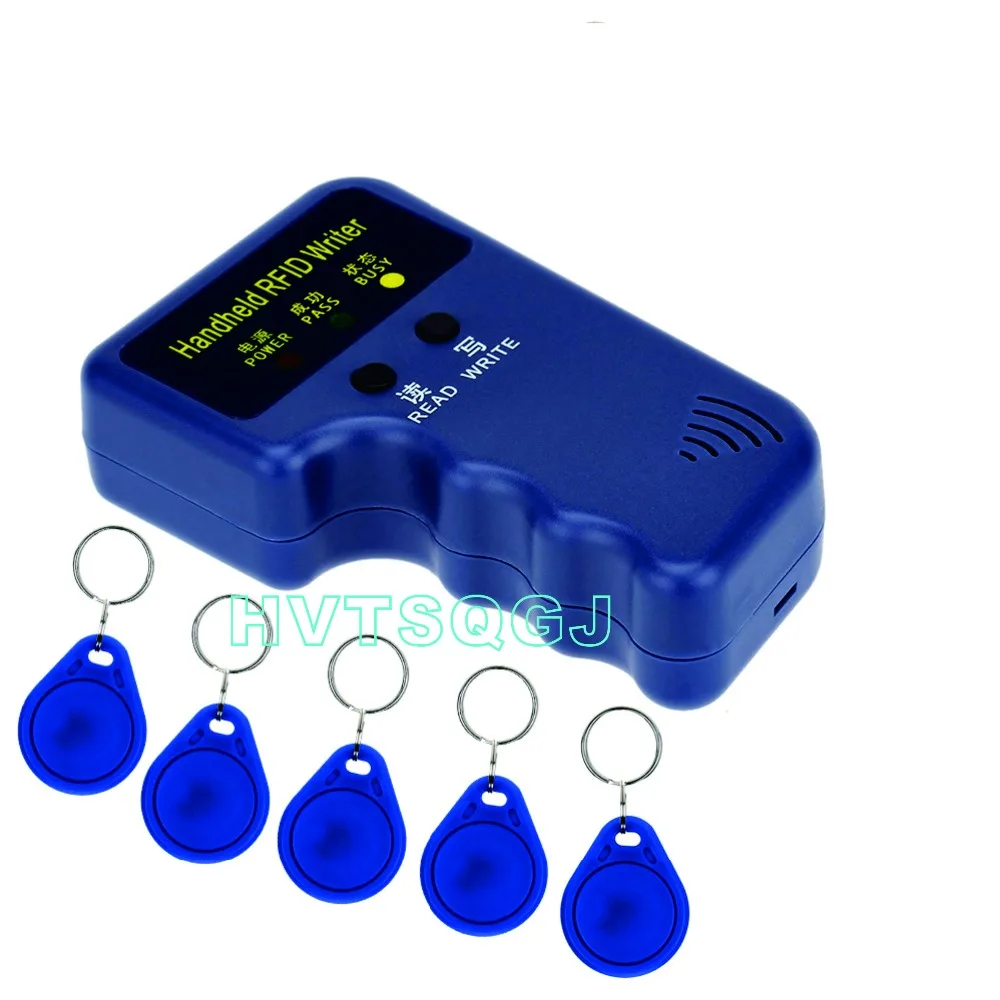 

RFID Handheld 125KHz EM4100 ID Card Copier Writer+5pcs rewritable keyfobs