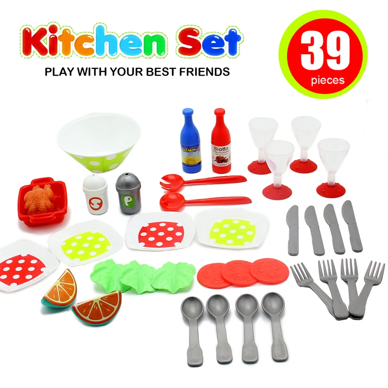 39PCS/Set Kitchen Toys Set Lovely Pretend Play Cooking Cosplay Food